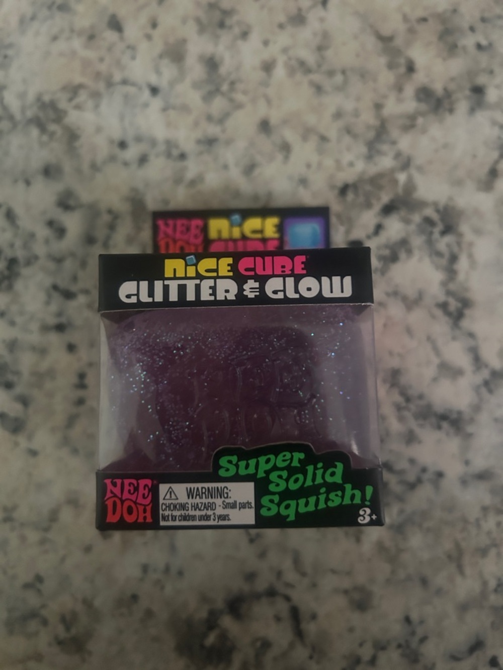 NeeDoh Glitter and Glow Nice Cube Purple Schylling Squishy Fidget Toy